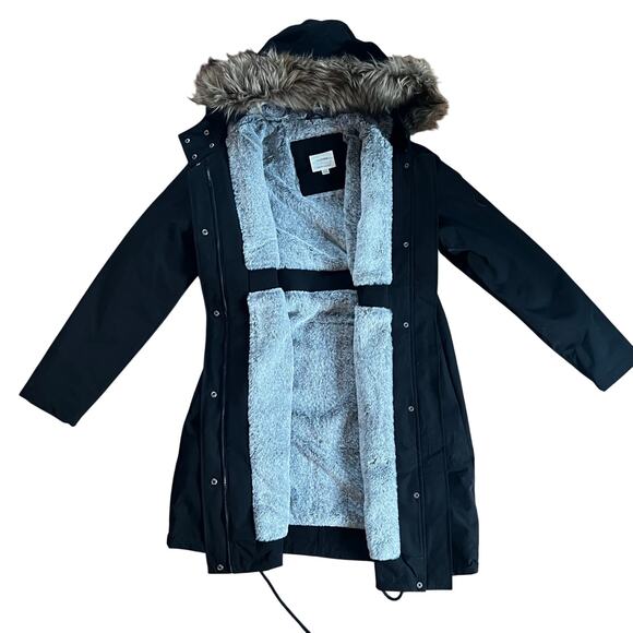 Seraphine 3 in 1 Black Lined Maternity & Baby wearing Parka Coat | S - Picture 5 of 9